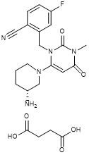 Trelagliptin Succinate 1029877-94-8 مسحوق بلوري أبيض إلى شبه أبيض C22H26FN5O6