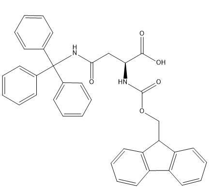 مشتقات الأحماض الأمينية Fmoc-Asn (Trt) -OH CAS. 132388-59-1 نقاء 98٪ أبيض إلى أبيض مصفر C38H32N2O5